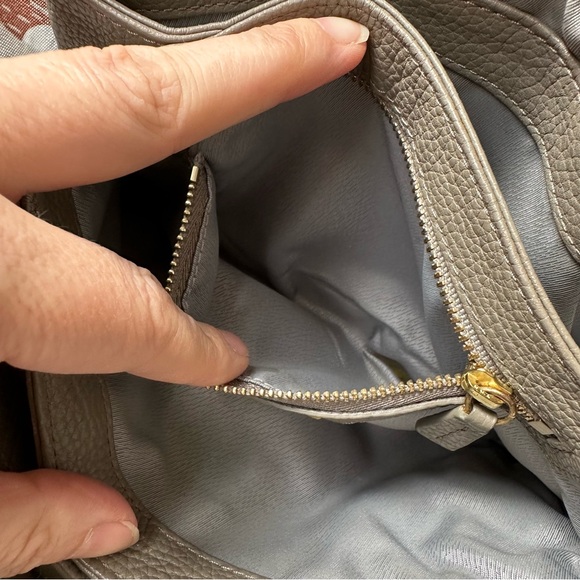 ARITZIA ALXILIARY Calisch Elephant Grey Pebbled Leather Flap Crossbody Bag - Picture 7 of 14